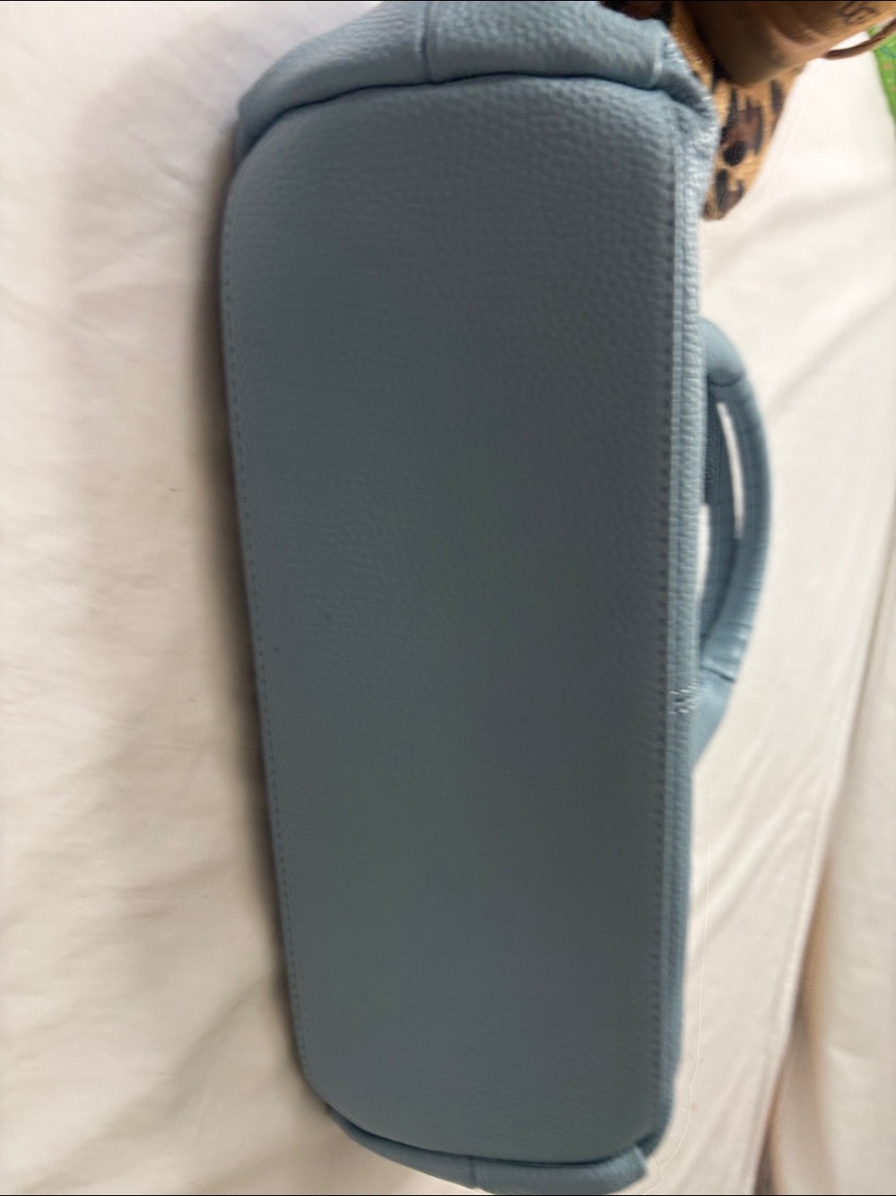 Soft Pebbled Leather Tote Bag in Dusty Blue Brand Is Iswee. - Picture 8 of 8